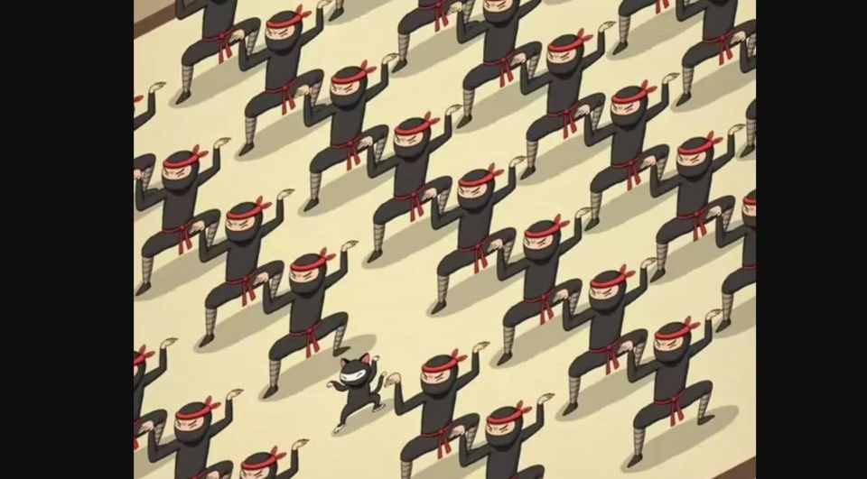 Сможете ли вы найти кота среди ниндзя? Испытание для внимательных Сможете ли вы найти кота среди ниндзя? Испытание для внимательных